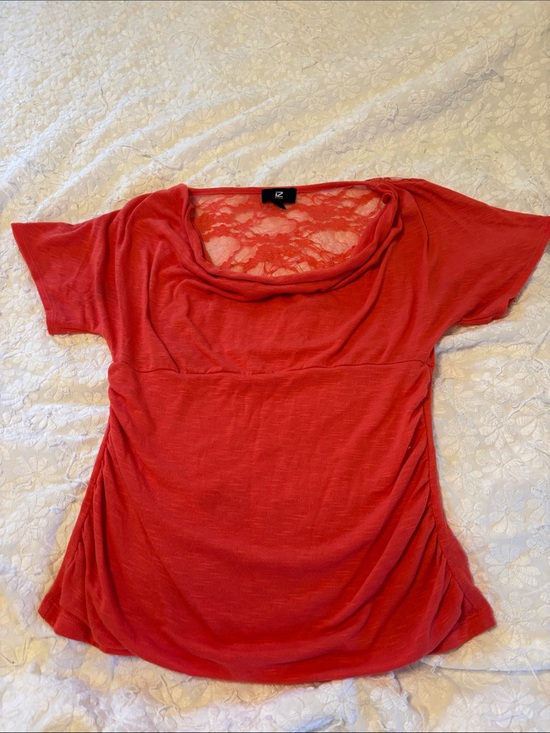 liz Mexico Tops - Women's coral Lace-Back Short Sleeve Top by Roxy